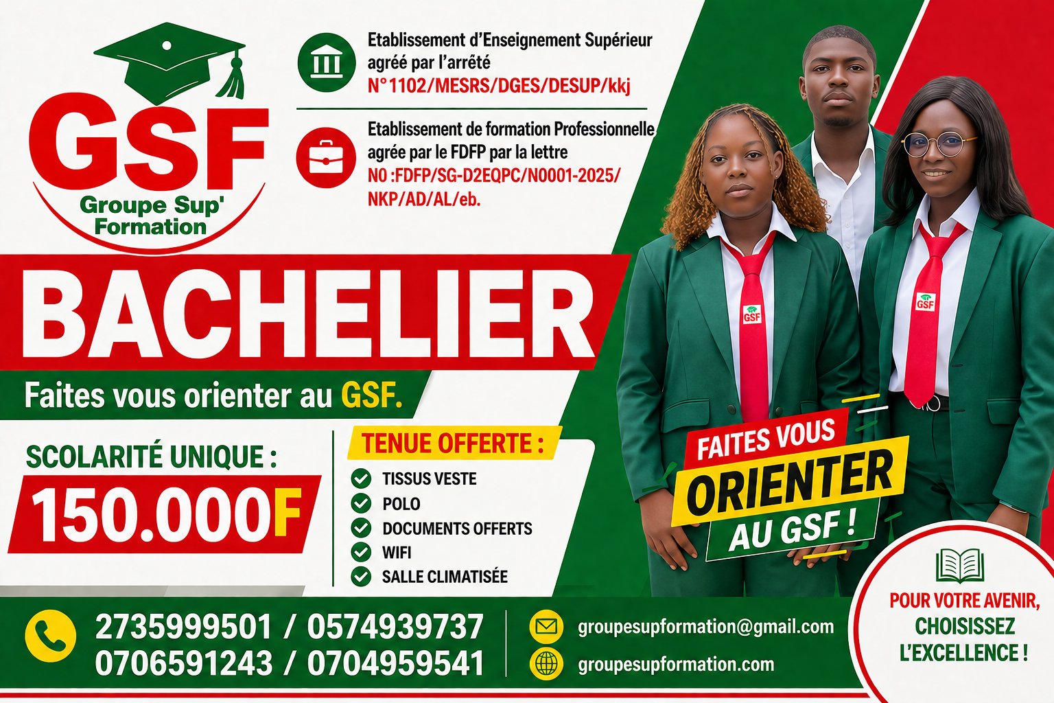 🎓 CHERS BACHELIERS, CHOISISSEZ GROUPE SUP'FORMATION ! LES INSCRIPTIONS SE POURSUIVENT DU LUNDI AU SAMEDI DE 08H A 18H